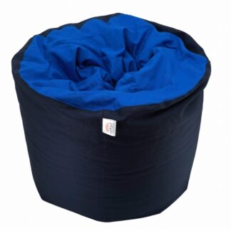 Tunel sensoryczny granatowo-niebieski – miękka pufa i siedzisko do terapii SI, relaksu i zabawy dla dzieci i dorosłych.