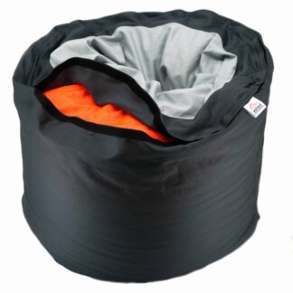 Otwierany tunel sensoryczny premium w odcieniach szarości, z odpinanym pokrowcem i wypełnieniem EPS – pufa i siedzisko do terapii SI.