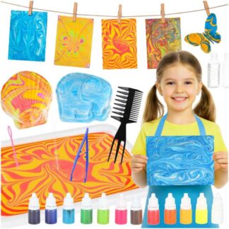 Zestaw EBRU marmurkowanie – sztuka malowania na wodzie dla dzieci STEM 12 kolorów