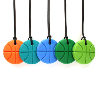 „ARK BASKETBALL – gryzak w kształcie piłki do koszykówki w formie naszyjnika, wykonany z elastomeru klasy medycznej, bezpieczny dla dzieci, produkt Made in USA”