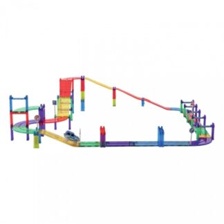 Amaya Tor Wyścigowy Magnetyczny 72 elementy – kolorowa gra konstrukcyjna 2D i 3D z torami i samochodzikami dla dzieci od 3 lat.