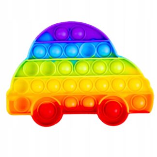 Pop It auto zabawka sensoryczna samochód do wciskania bąbelków tęczowy silikonowy