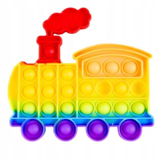 Pop It lokomotywa zabawka sensoryczna antystresowa tęczowa do wciskania bąbelków