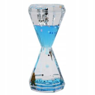 Żelowa klepsydra wodna 5 minut z kolorowymi kroplami i figurką astronauty, zegar sensoryczny dla dzieci.